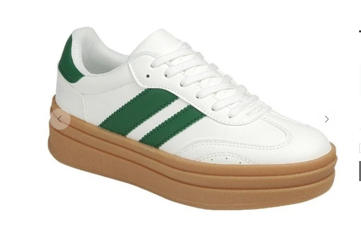 White and Green Stripe Sneakers — Brooke Penland Printing